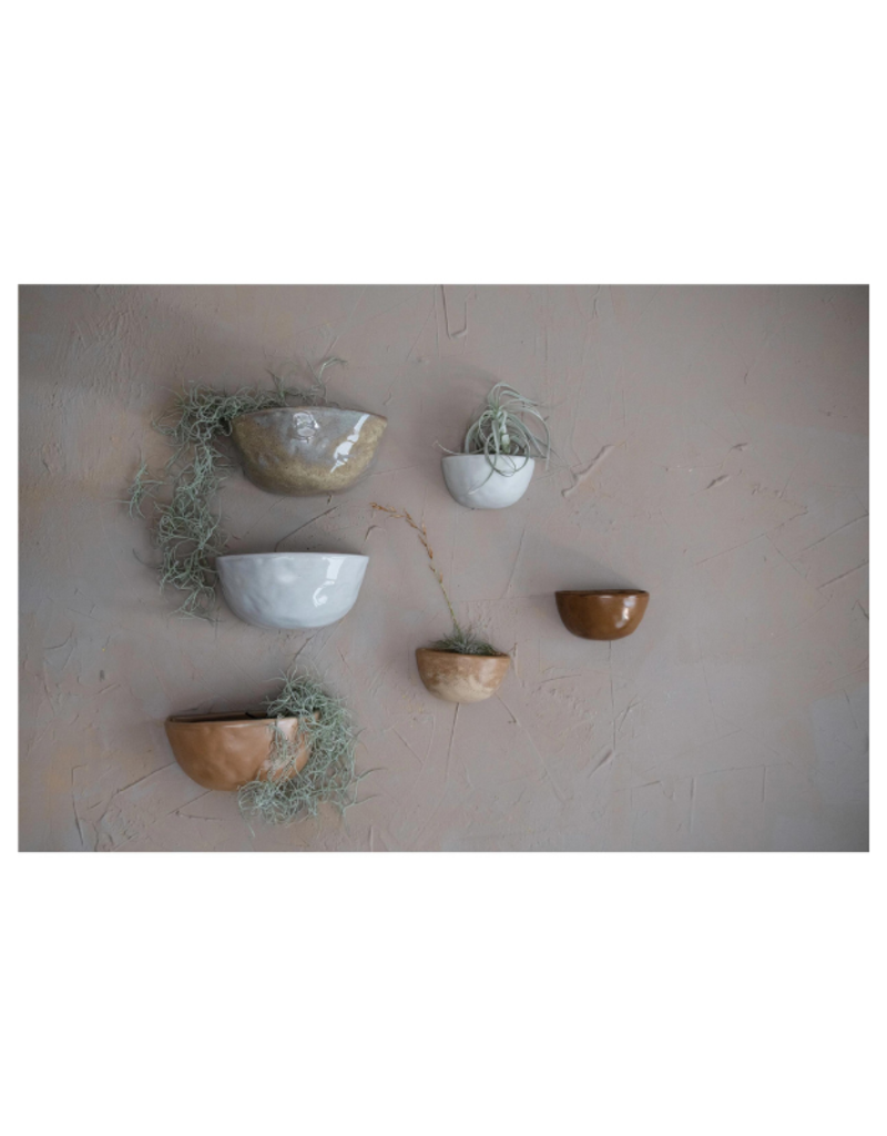 Creative Co-Op Stoneware Wall Planter with Reactive Glaze in Large