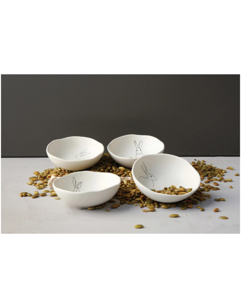 Stoneware Bowl with Rabbit Design
