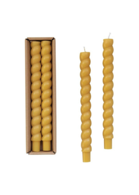 Twisted Taper Unscented Candle Set of 2 in Honey