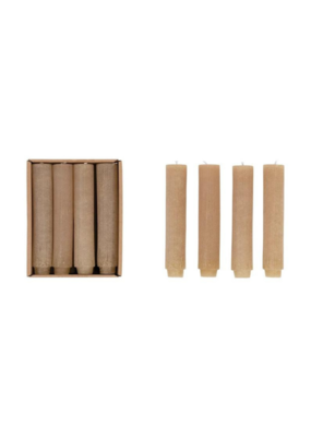 Pleated Unscented Taper Candles in Linen Set of 12