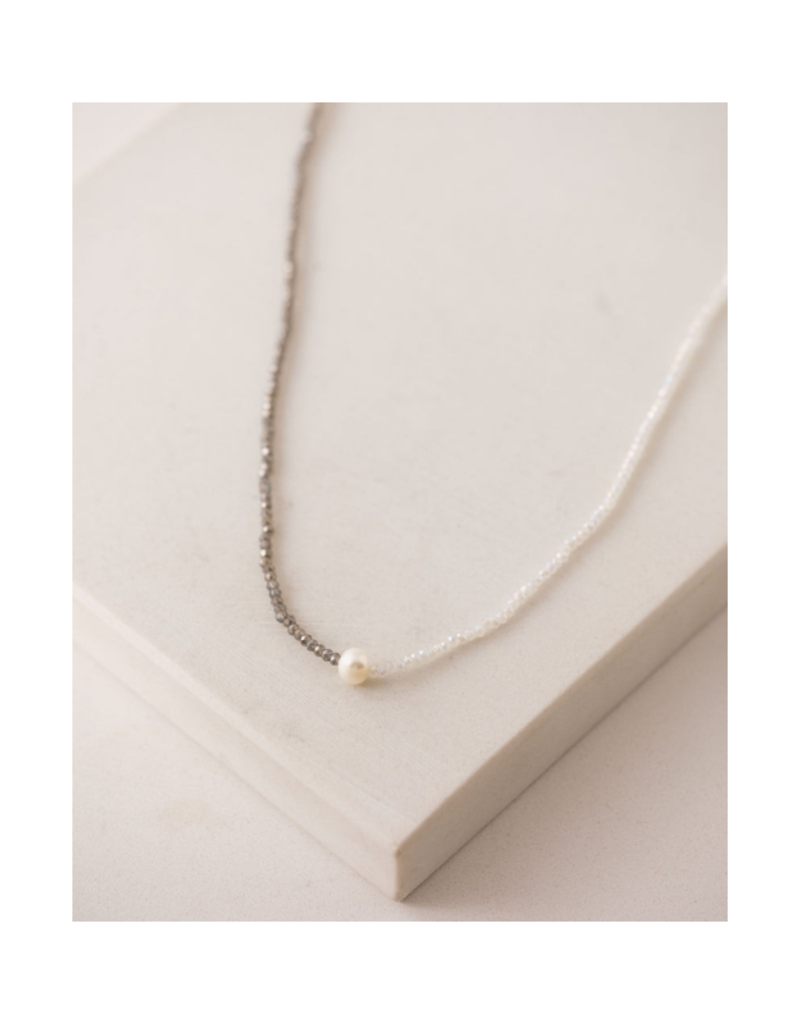 Lover's Tempo Cora Beaded Necklace in Stone & White by Lover's Tempo