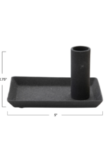 Bloomingville Matte Black Metal Taper Holder with Tray