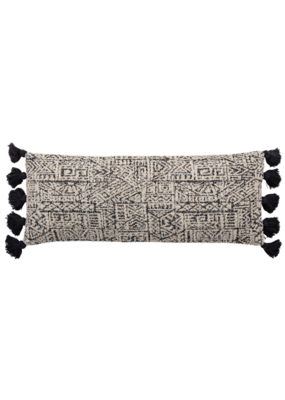 Bloomingville Abstract Lumbar Pillow Black & Natural