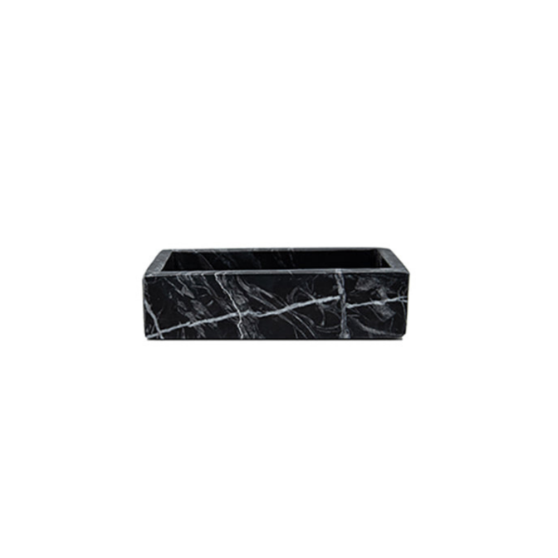 Horizontal Set pencil holder and tray, Bernini, in black Carrara marble