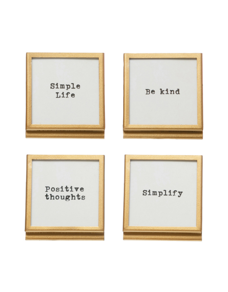 Small Square Gold Glass Frame with Saying