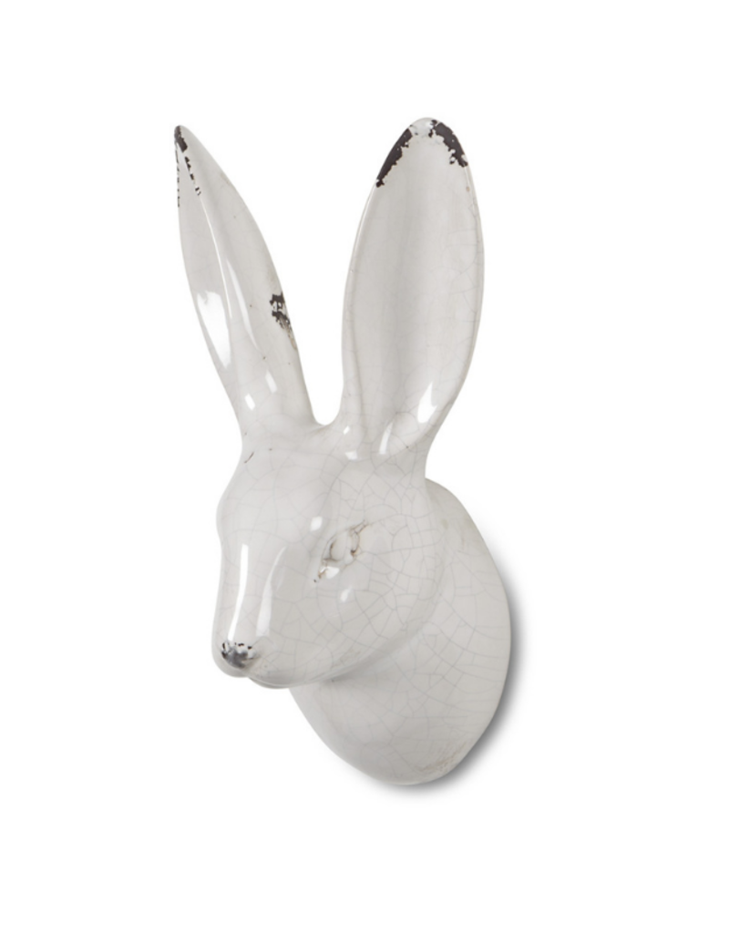 White Ceramic Bunny Head Wall Decor