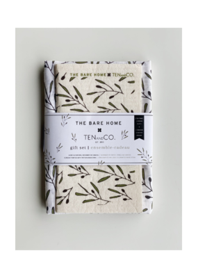 Ten & Co. Ten & Co. Set Swedish Sponge Cloth + Tea Towel Olive