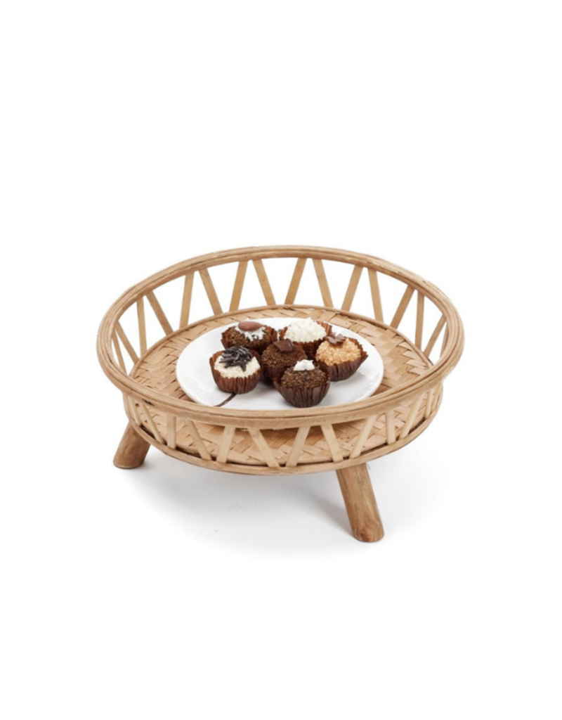 LAST ONE - Round Bamboo Tray with Legs