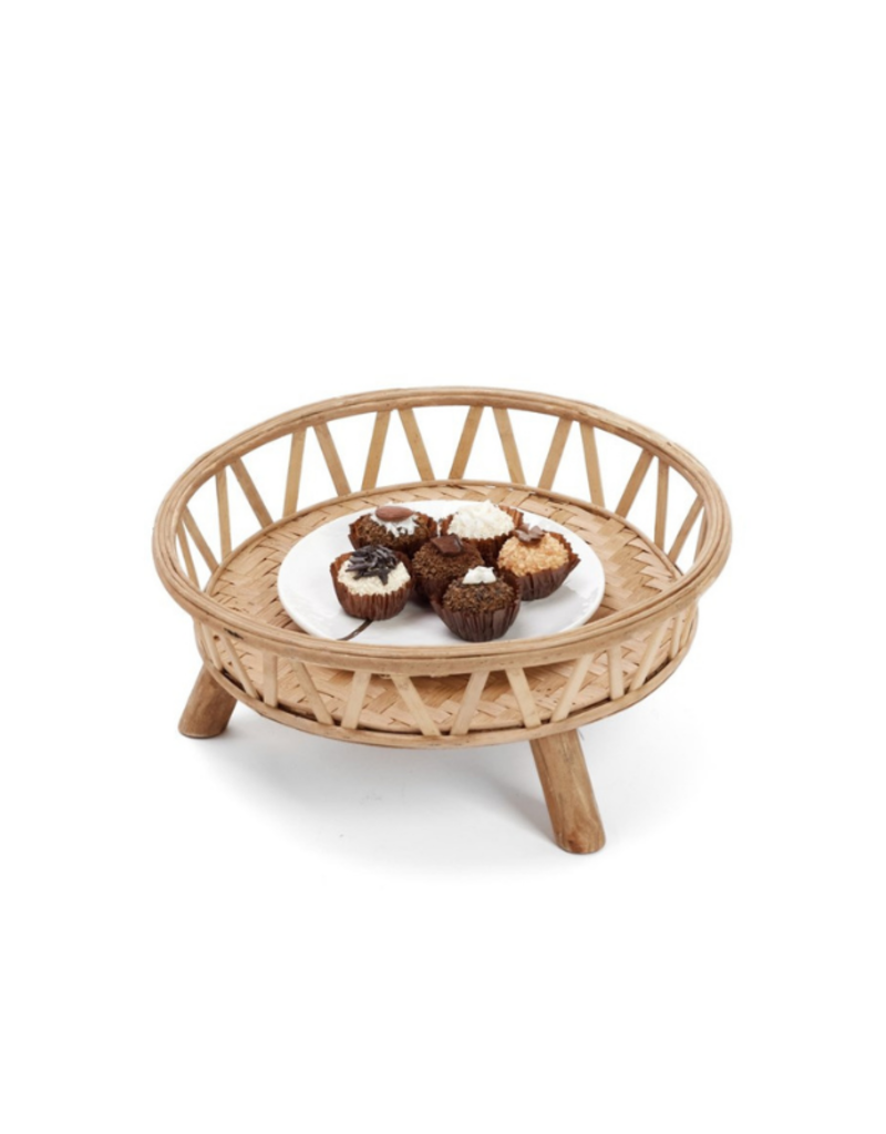 Round Bamboo Tray with Legs