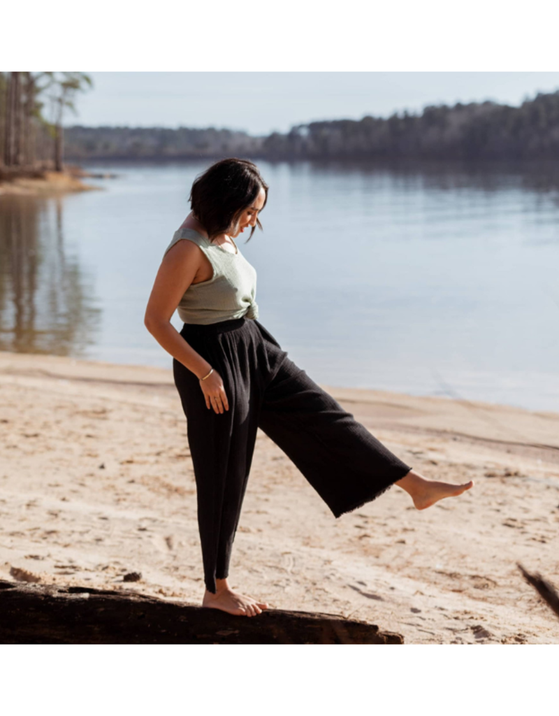 Pokoloko Crinkle Cotton Top & Pant Set in Black