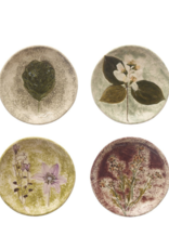 Creative Co-Op Stoneware Side Plate with Debossed Florals