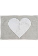 Indaba Trading Grey + White Heart Bath Mat