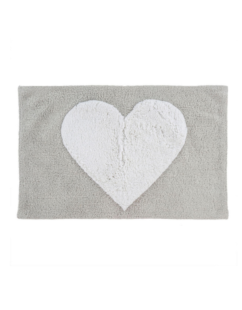 Indaba Trading Grey + White Heart Bath Mat