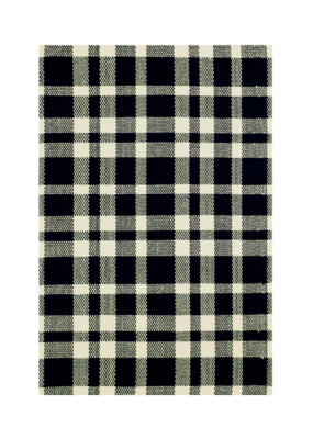 Dash & Albert Dash & Albert Tattersall Cotton Rug Black/Ecru 2.5' x 8'
