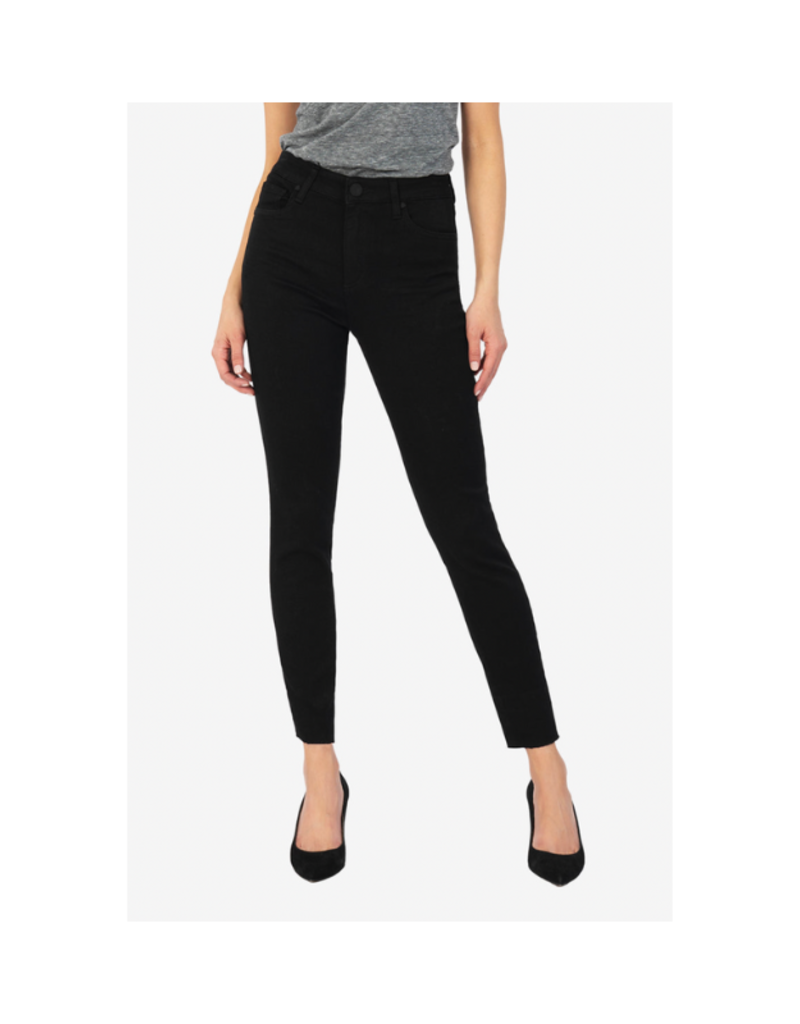 Kut from the Kloth Donna High Rise Skinny Raw Hem in Black by Kut from the Kloth