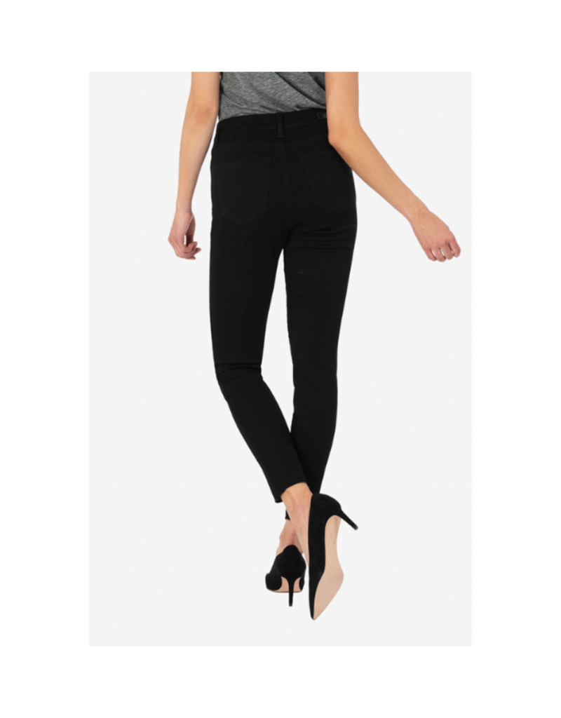 Kut from the Kloth Donna High Rise Skinny Raw Hem in Black by Kut from the Kloth