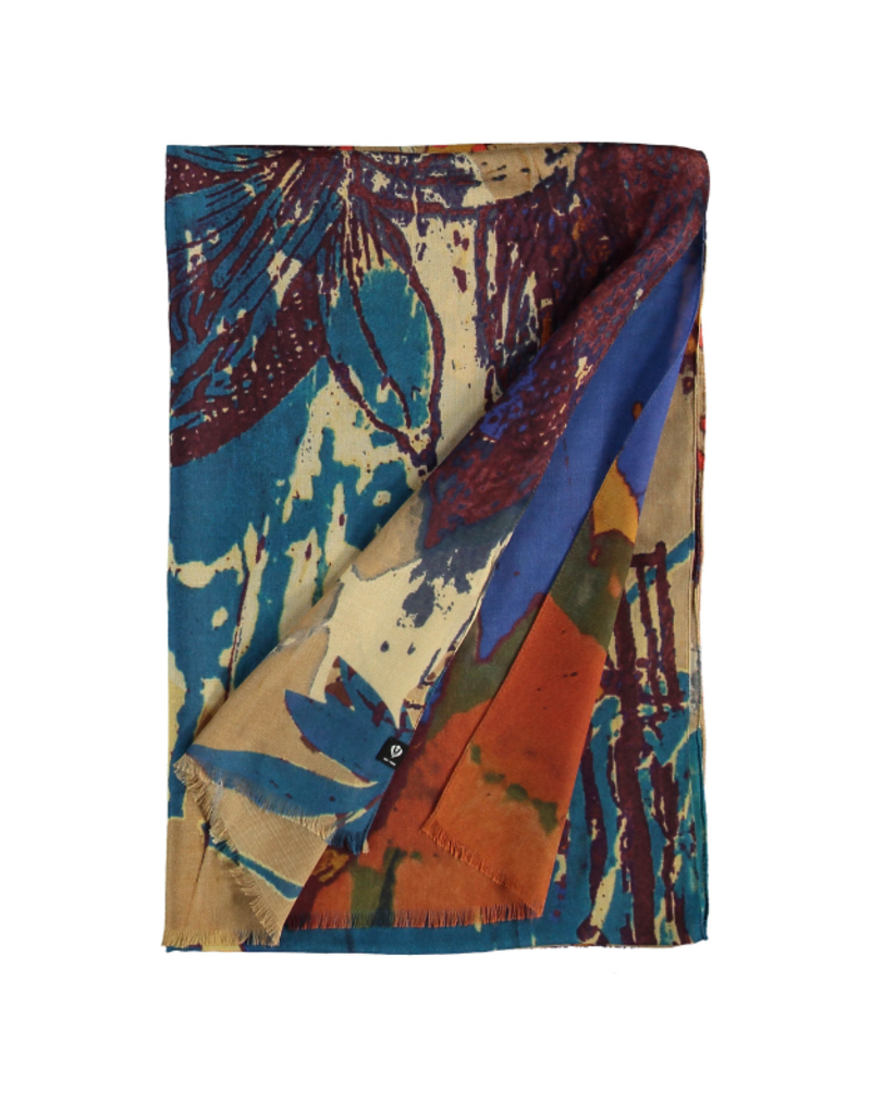 Floral Abstract Scarf in Royal Blue by Fraas
