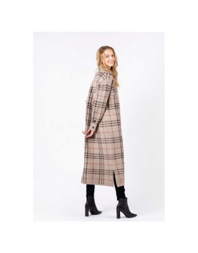 Lyla & Luxe Beckham Plaid Coat in Driftwood by Lyla + Luxe