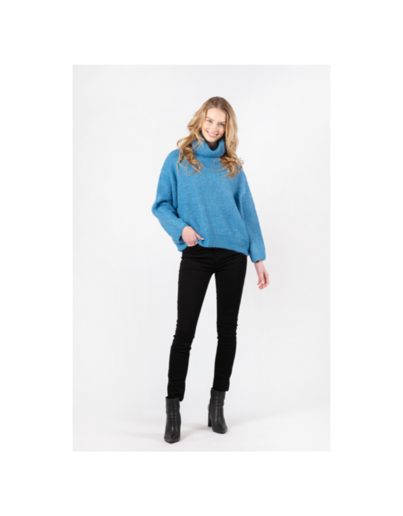 Lyla & Luxe Sahar Mock Neck Sweater in Blue Marl by Lyla + Luxe