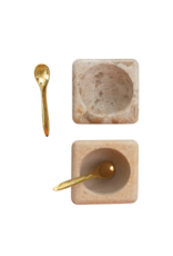 Square Marble Pinch Pot with Spoon
