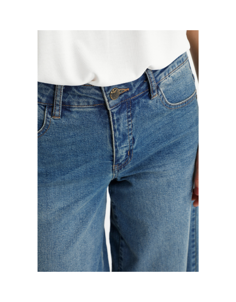 Culture Monja Wideleg Pants in Blue Wash by Culture