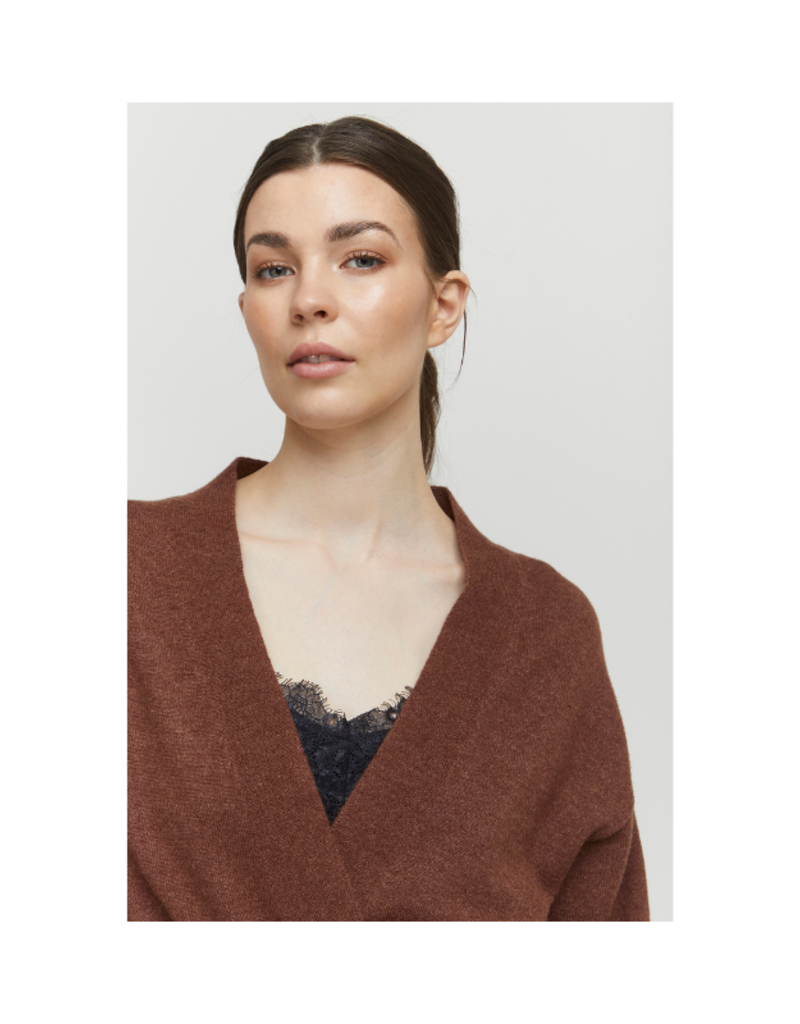 b.young Nonina Belt Cardigan in Brunette by b.young