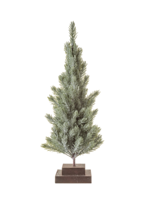 Frosted Faux Fir Tree On Wood Base