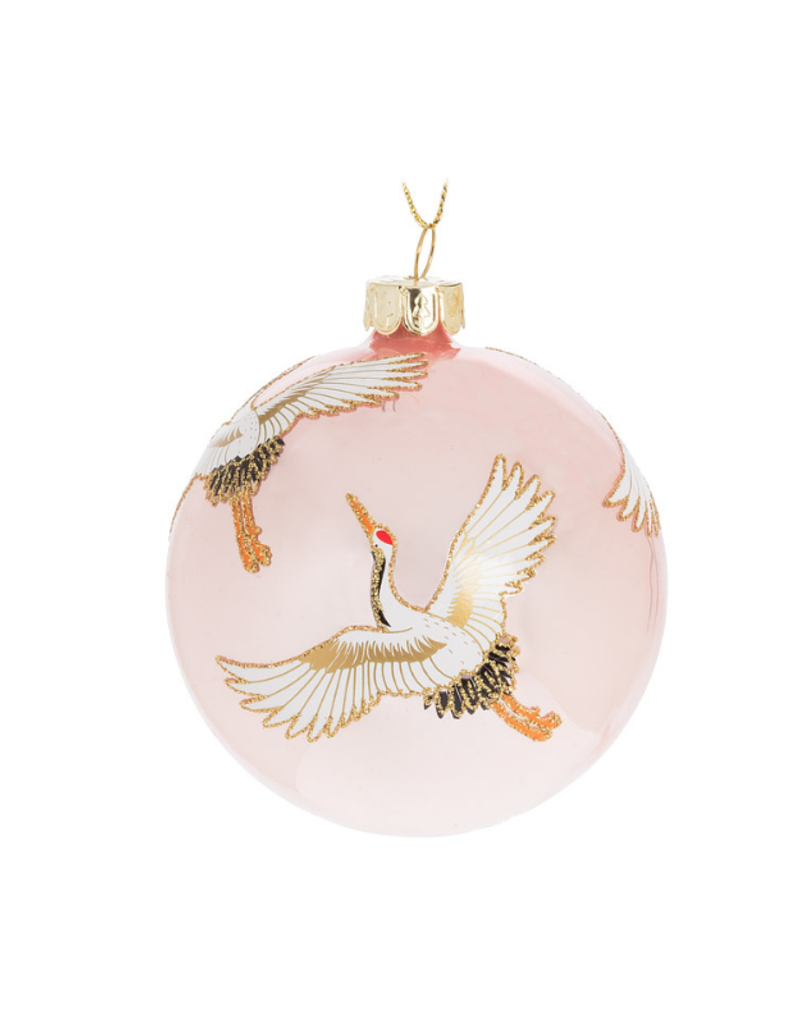 Flying Crane Ornament in Pink