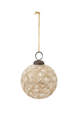 Distressed White Finish Glass Ball Ornament