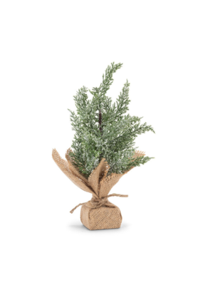 Green Tree with Burlap Base 11"H