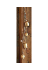 Antique Gold Bells Cluster on Jute Rope 13"
