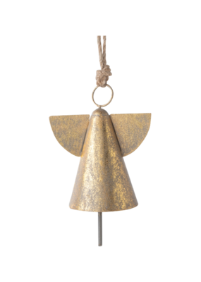 Gold Verdigris Bell Angel Ornament