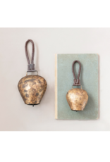 Distressed Metal Bell with Leather Hanger