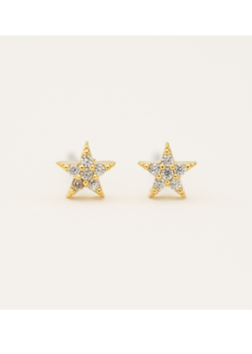 Lover's Tempo Crystal Star Stud Earrings in Gold by Lover's Tempo