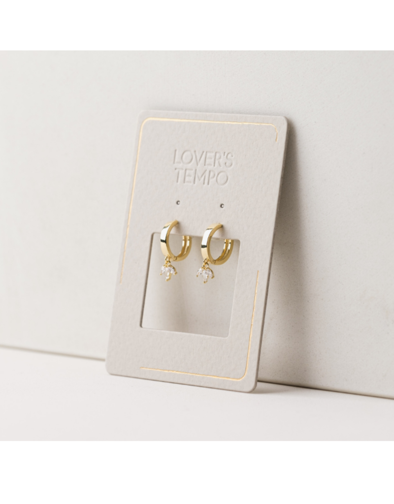 Lover's Tempo Tiara Drop Hoop Earrings in Clear by Lover's Tempo