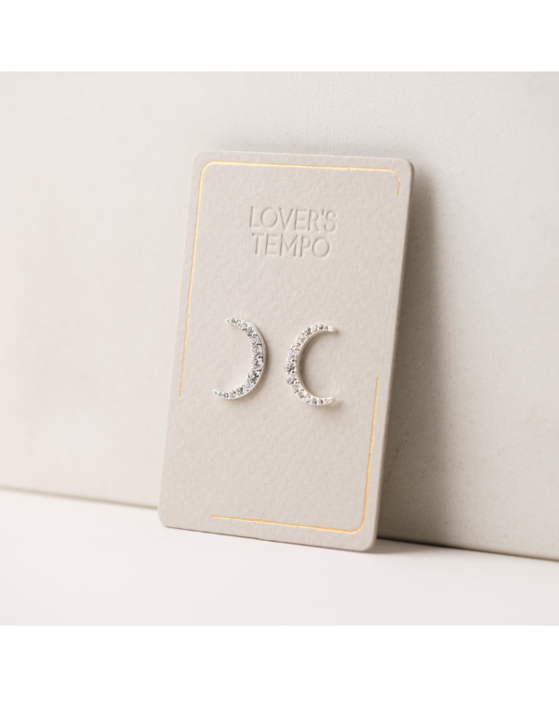 Lover's Tempo Lune Moon Stud Earrings in Silver by Lover's Tempo