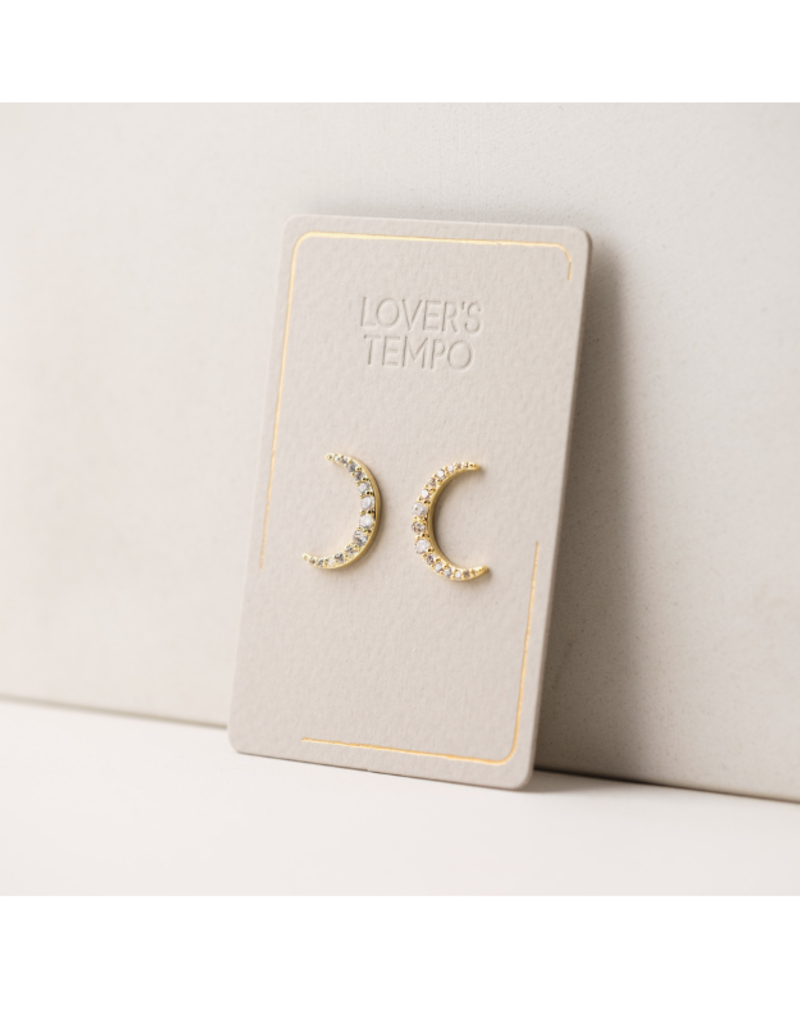 Lover's Tempo Lune Moon Stud Earrings in Gold by Lover's Tempo