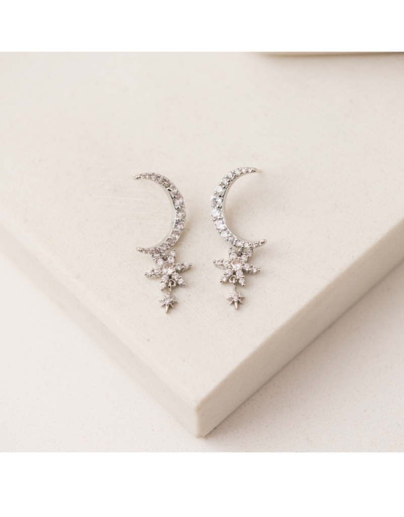 Lover's Tempo Lune Moon Drop Earrings in Silver by Lover's Tempo