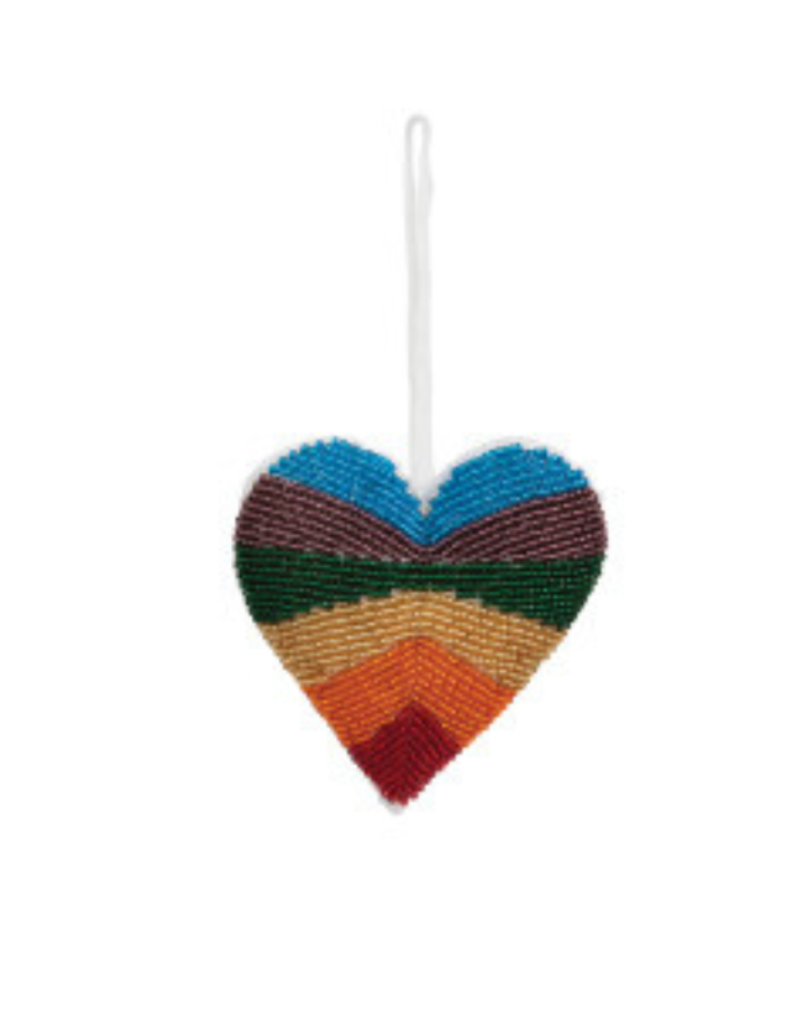 Beaded Rainbow Heart Ornament