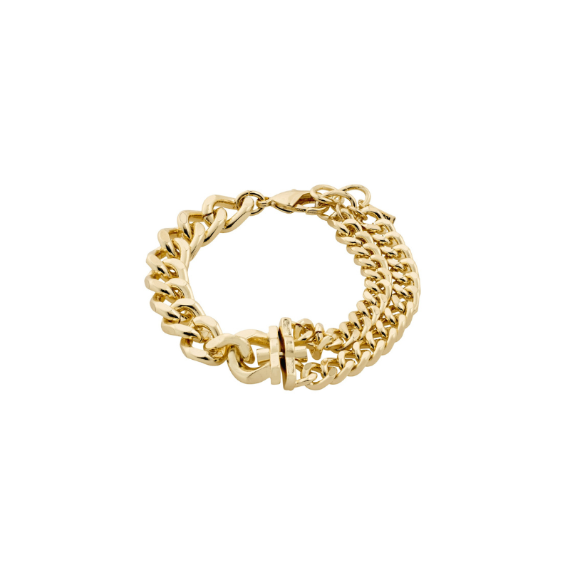 Gold plated CD motif chunky chain bracelet -
