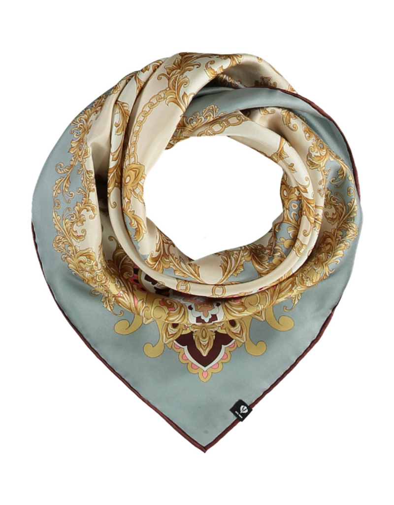 Versaille Silk Square Scarf in Turquoise by Fraas