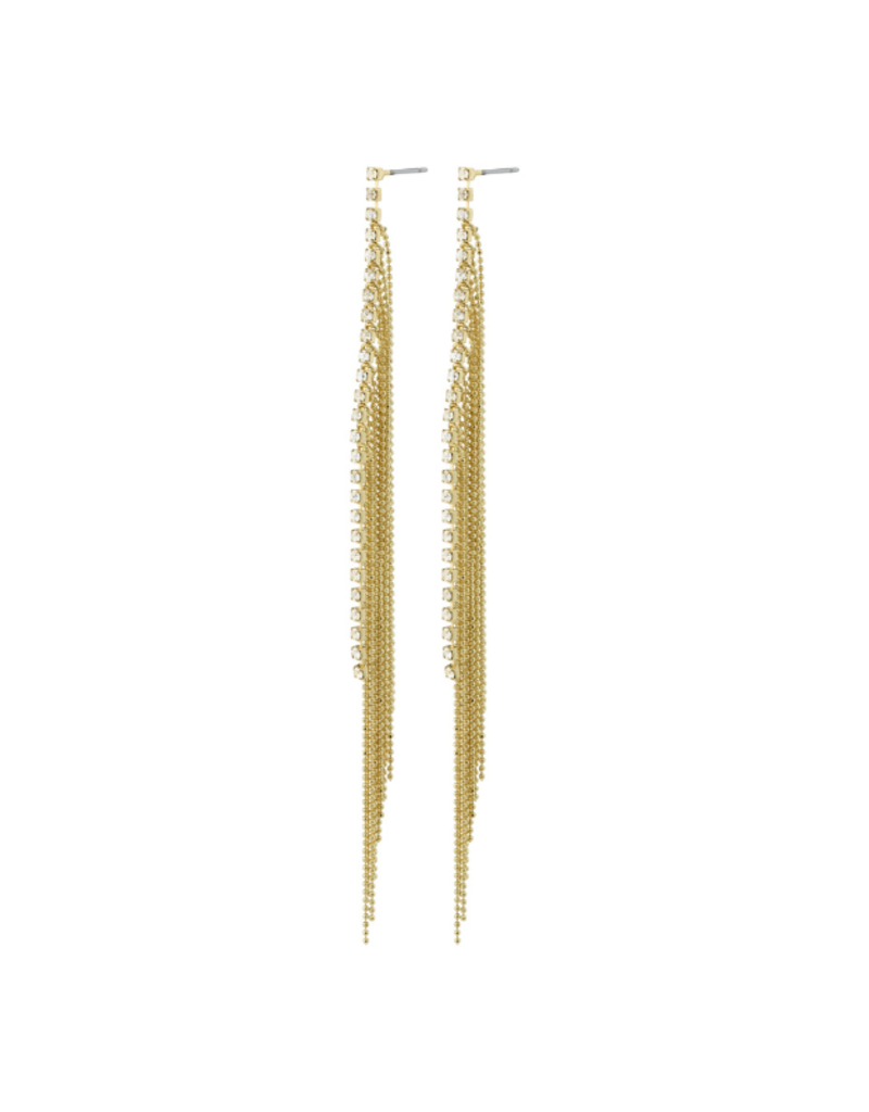 PILGRIM Ane Crystal Waterfall Earrings in Gold by Pilgrim