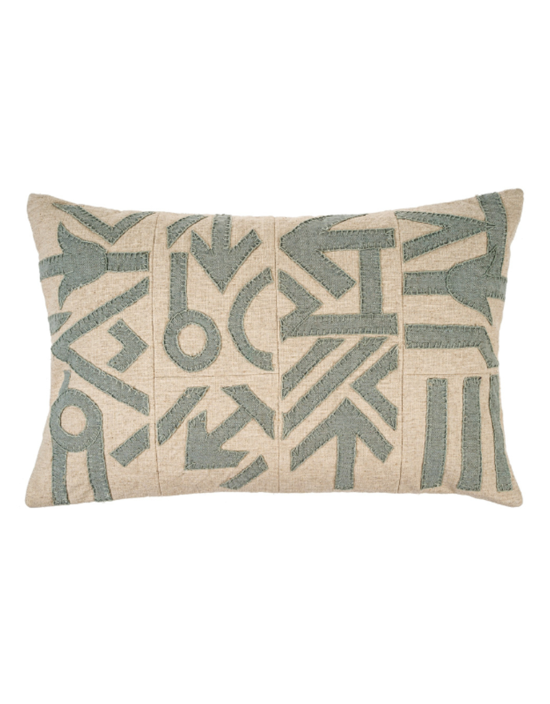 Indaba Trading Kuba Patch Pillow in Blue