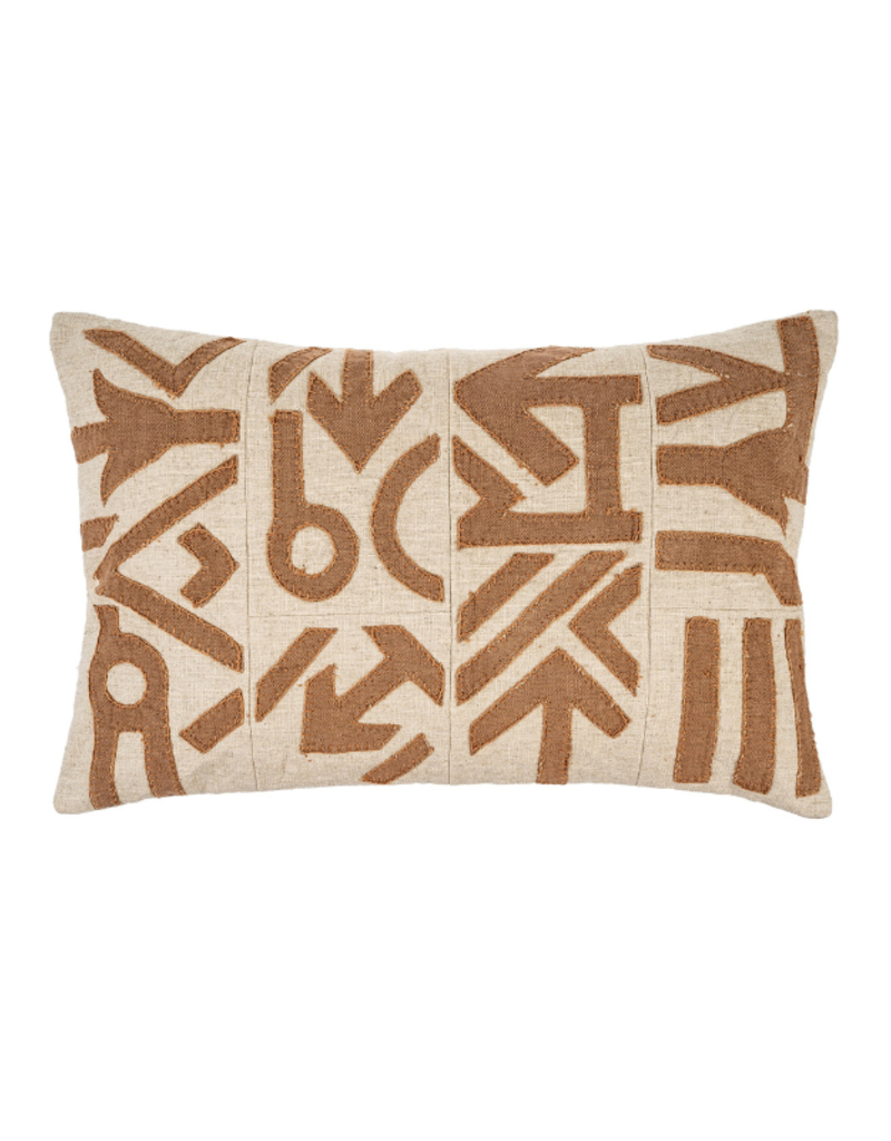 Indaba Trading Kuba Patch Pillow in Tan