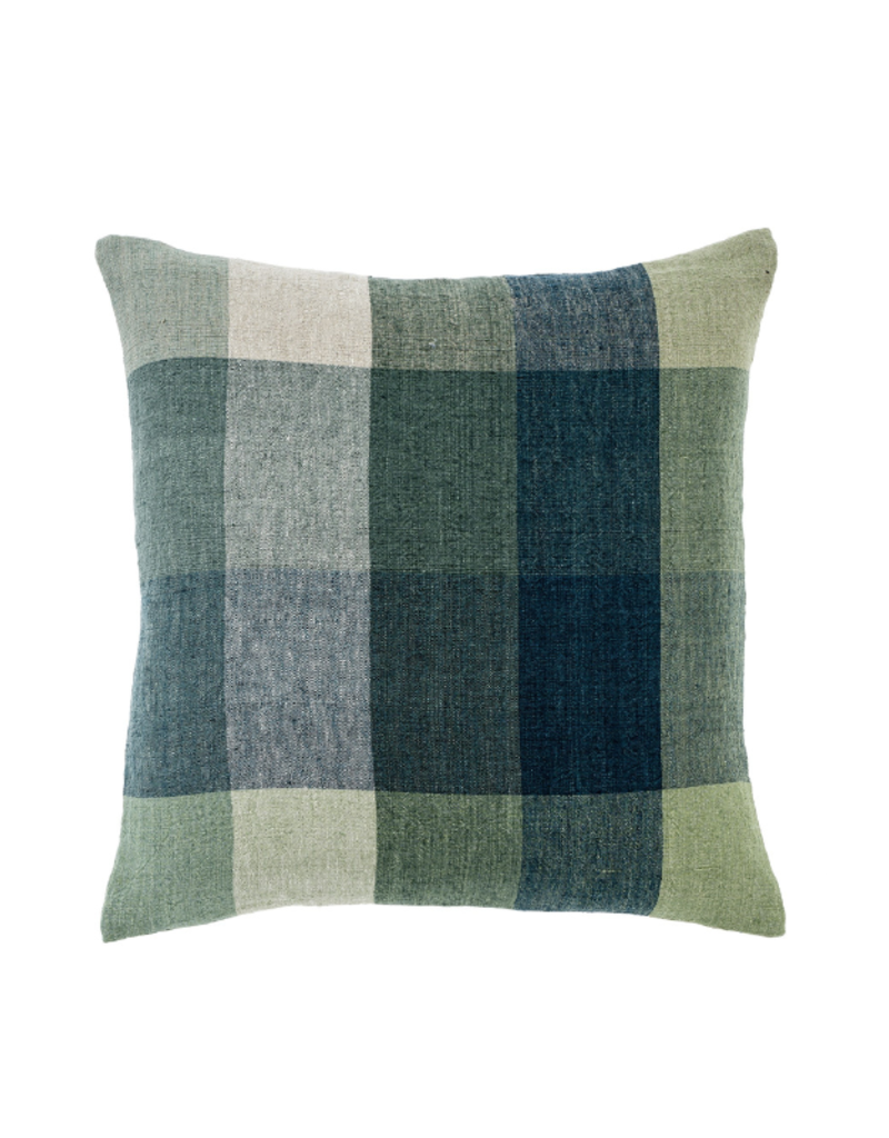 Indaba Trading Piedmont Linen Pillow in Blue & Green