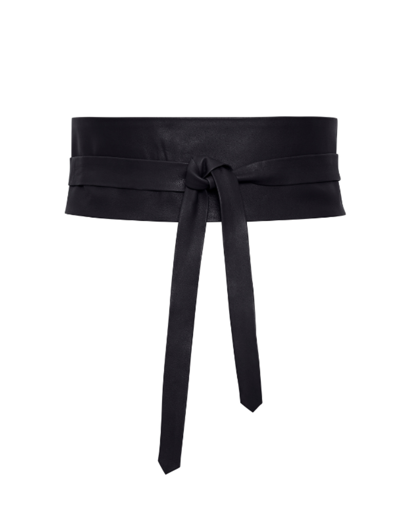 ICHI Valdis Leather Wrap Belt in BlackM/L by ICHI