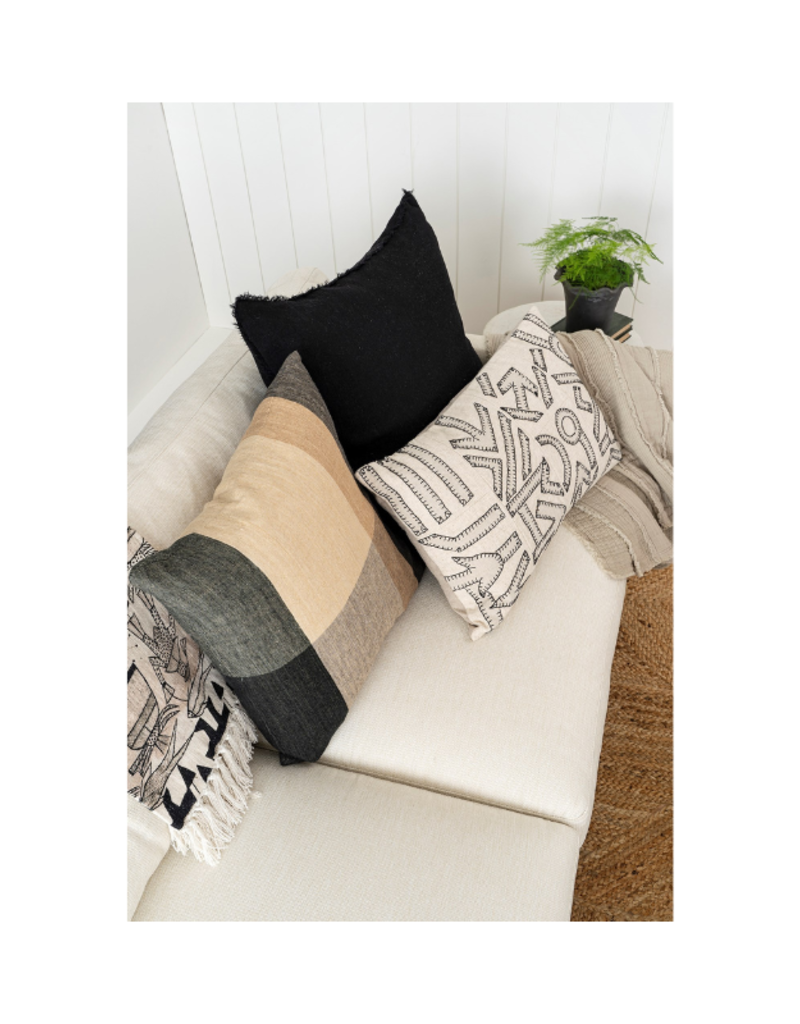 Indaba Trading Piedmont Linen Pillow in Black & Brown