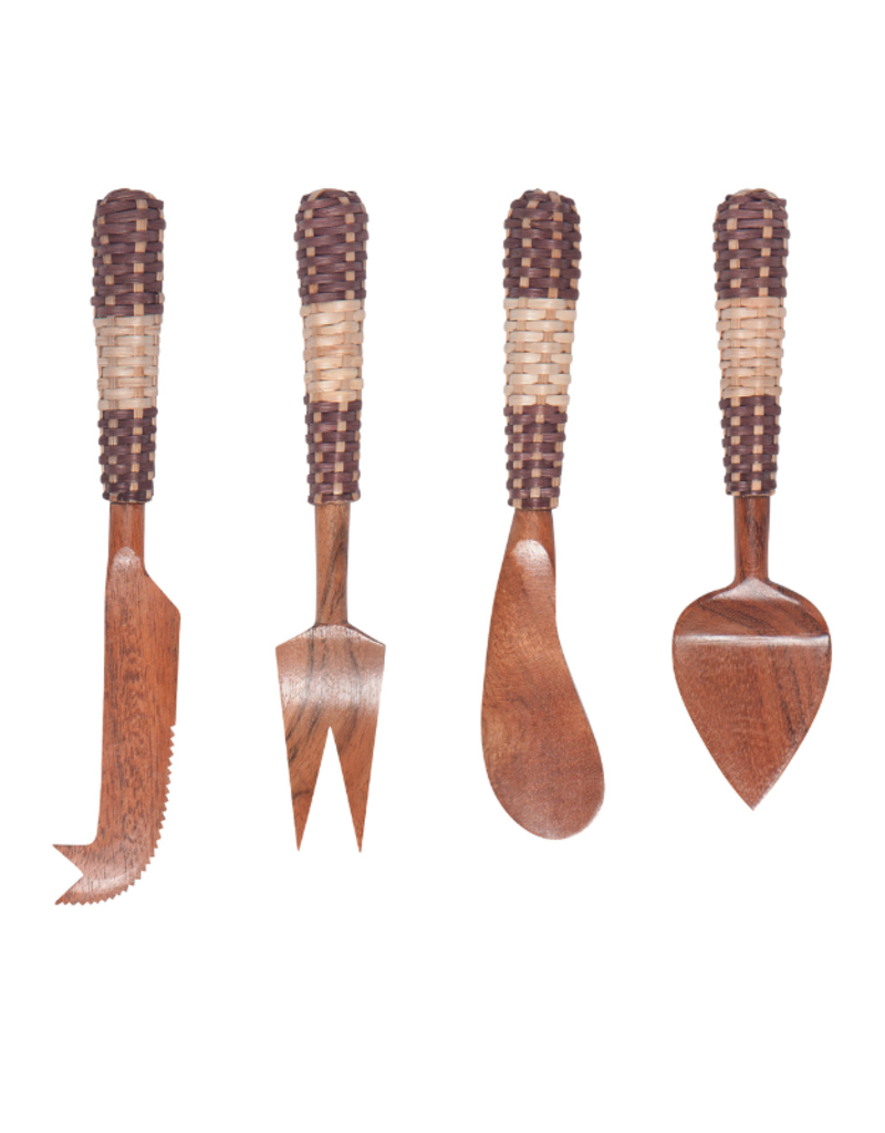 Danica Acacia Rattan Cheese Knives Set