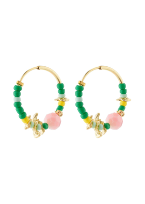 PILGRIM Pause Pearl Earrings in Green by Pilgrm