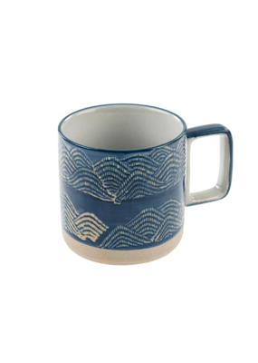 Indaba Trading Great Wave Mug in Blue